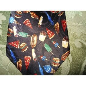 Rogers NECKWEAR BLACK/RED/YELLOW HOT DOG Pizza Fries Popcicles DESIGNER TIE